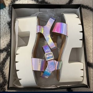 Azalea WangHologram platform sandals